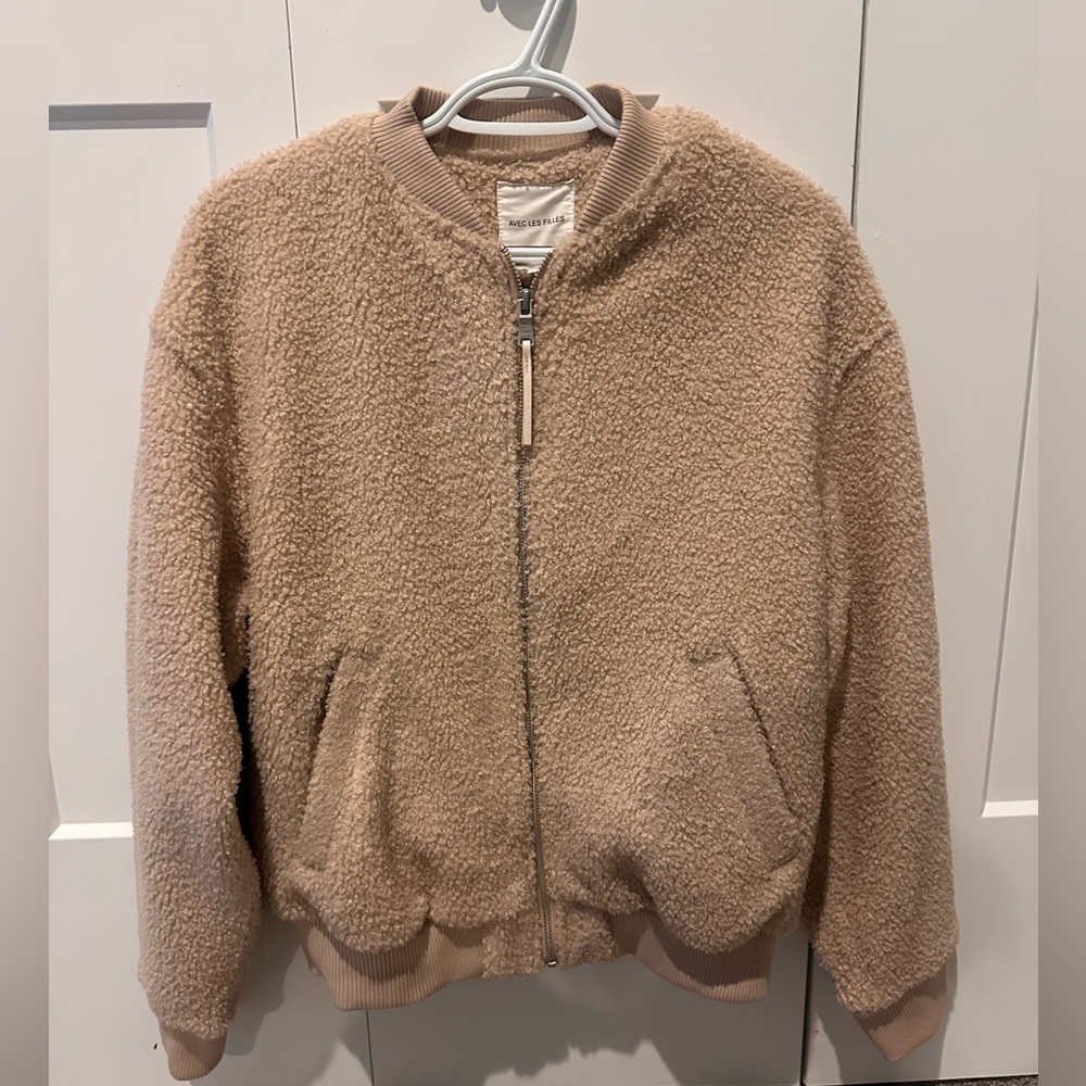Avec Les Filles Beige Sherpa Jacket